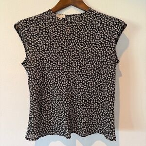 Vintage Jones New York Silk Ditsy Floral Cap Sleeve Keyhole Back Blouse Size 10